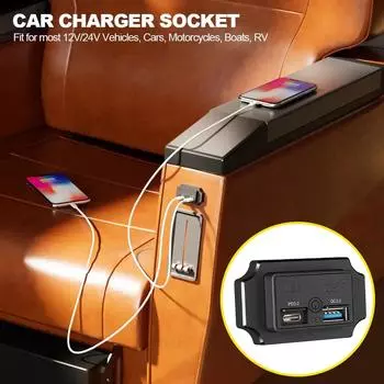 12 В-24 В автомобильное зарядное устройство QC 3.0 USB PD Type C с сенсорным переключателем, быстрая зарядка для мотоцикла, автофургона, лодки