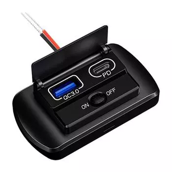 12 В/24 В автомобильное зарядное устройство USB-разъем с выключателем QC3.0 PD Двойная USB-розетка