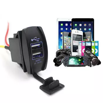 12 В 24 В автомобильный аксессуар для лодки двойной USB-зарядное устройство адаптер питания A чёрный