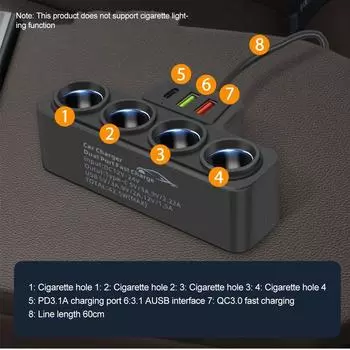 12 В/24 В автомобильный прикуриватель адаптер новый 4 в 1 гнездо 3.1A зарядное устройство USB автомобильное зарядное устройство USB+QC3.0+PD3.1A автомобильное зарядное устройство аксессуары чёрный