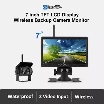12 В-24 В беспроводной 7-дюймовый автомобильный монитор заднего вида, водонепроницаемая камера для грузовиков, автобусов, автофургонов, прицепов, экскаваторов, 2,4 ГГц, WiFi