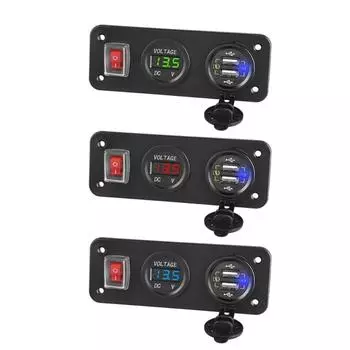 12 В 24 В двойной QC3.0 USB автомобильный разъем для быстрого зарядного устройства Панель светодиодный вольтметр ВКЛ. ВЫКЛ. синий