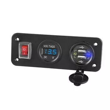 12 В 24 В двойной QC3.0 USB автомобильный разъем для быстрого зарядного устройства Панель светодиодный вольтметр ВКЛ. ВЫКЛ. синий