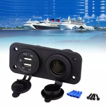 12 В 24 В кемпер фургон караван двойной USB-разъем адаптер зарядное устройство прикуриватель Великобритания чёрный