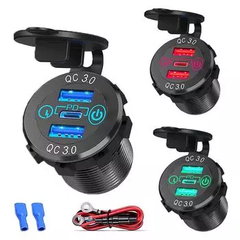 12 В 24 В несколько USB-розеток PD 20 Вт USB-C два порта QC3.0 с выключателем питания Автомобильный USB-порт 12 В розетка для автомобиля RV Лодка Морской грузовик