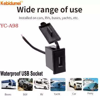 12 В/24 В один USB автомобильное зарядное устройство 5 В 2,4 А адаптер питания водонепроницаемый разъем адаптер переключатель прикуриватель для мотоцикла автофургона лодки чёрный