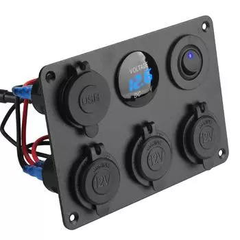 12 В 24 В панель переключателей с двумя USB-зарядными устройствами 4,2 А, гнездо прикуривателя, адаптер питания, розетка для автомобиля, лодки, автофургона, вольтметр, переключатель красный