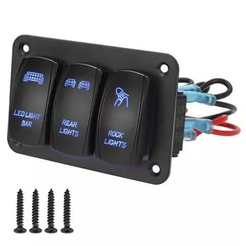12 В 24 В панель управления тумблер светодиодный свет вкл/выкл для авто морской ATV UTV 3 группы кулисный переключатель панель красный