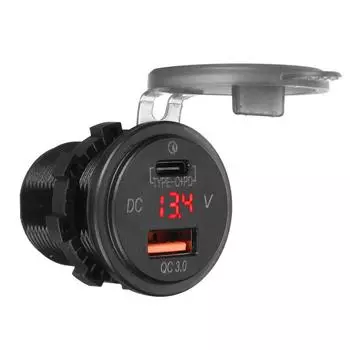 12 В 24 В PD QC 3,0 Quick USB Type C Автомобильное зарядное устройство для автомобиля RV Караван Лодка Мотоцикл красный
