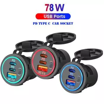 12 В-24 В QC3.0 двойной порт PD USB автомобильное зарядное устройство адаптер с переключателем водонепроницаемый модифицированный автомобильное зарядное устройство ABS телефон зарядное устройство для грузовика корабль зелёный