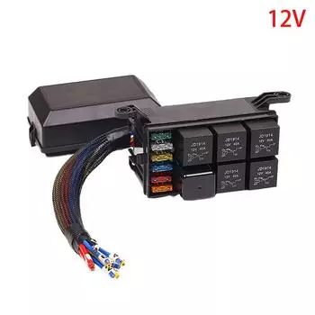 12 В 24 В релейный блок, 6-позиционный релейный предохранительный блок 12 AWG с предварительной проводкой, водонепроницаемый релейный блок с 6 слотами, блок предохранителей ATC/ATO для автомобиля, морской