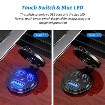 12 В/24 В USB-розетка 108 Вт 3 порта автомобильное зарядное гнездо двойное 45 Вт PD Type C и 18 Вт QC 3.0 мотоциклетная розетка адаптер питания для зарядки синий