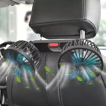 12 В 24 В вентилятор охлаждения спинки сиденья автомобиля с вращением на 360 градусов, USB, автоматический вентилятор для подголовника, 3 скорости, мощный вентилятор для автомобиля CHINA