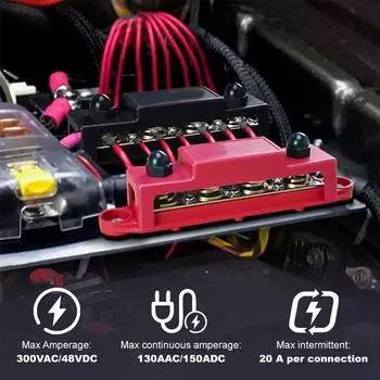 12 В 250 А положительный отрицательный M8 M10 шина клемма аккумуляторная батарея распределительный блок питания с крышкой для кемпера лодки автофургона грузовика M4C8