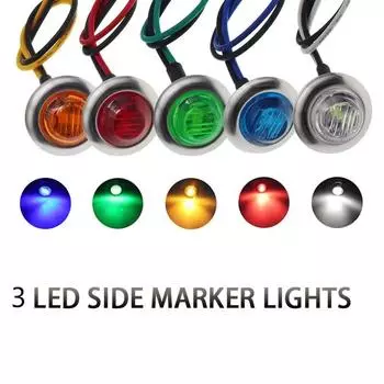 12 В 2 шт. 3 светодиода 3/4 круглые янтарные хромированные боковые габаритные огни для прицепов грузовиков тракторов габаритные огни лампа пуля водонепроницаемая красная