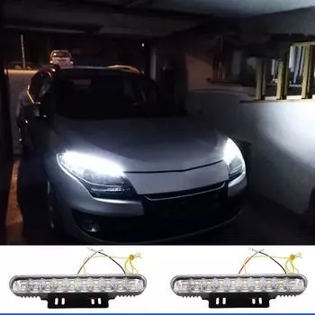 12 В 2 шт. супер яркие светодиодные автомобильные COB-фары DRL дневные ходовые огни дальнего света белые и желтые