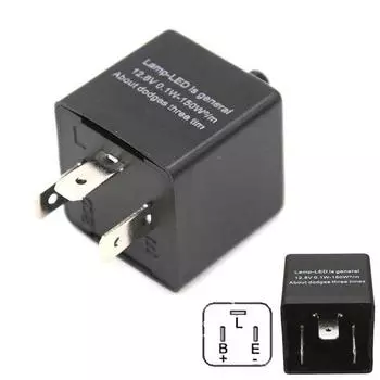 12 В 3-контактное светодиодное регулируемое электронное реле мигалки для указателя поворота чёрный