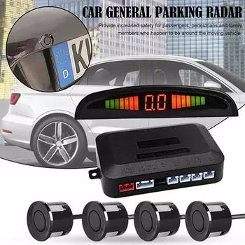 12 В 4-битный датчик радара автоматического заднего хода автомобиля со светодиодным цифровым дисплеем, зуммер парковки, система оповещения о дополнительном радаре заднего хода чёрный