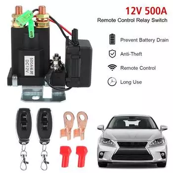 12 В 500 А быстроразъемный выключатель изоляции с дистанционным управлением, выключатель питания, реле выключателя батареи, универсальный противоугонный выключатель с 2 пультами дистанционного управления Black
