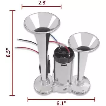 12 В 600 дБ автомобильный воздушный гудок, супер громкий воздушный гудок для грузовика, комплект из двух электрических воздушных гудков для транспортных средств - с компрессором серебряный