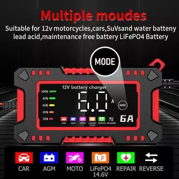 12 В 6 А автомобильное зарядное устройство для аккумуляторов Smart Electric Motorcycles зарядное устройство для Lifepo4 свинцово-кислотных AGM GEL PB 14,6 В 6 А EU Plug Battery Repair