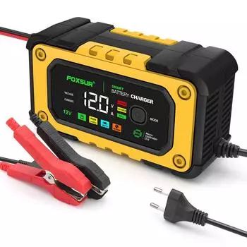 12 В 7 А полностью автоматическое зарядное устройство для автомобильного аккумулятора FOXSUR FBC1207E интеллектуальная зарядка аккумулятора импульсный ремонт зарядка для AGM GEL Car MOTO