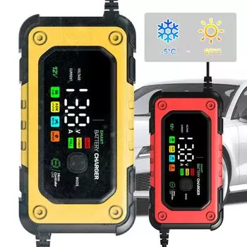 12 В 7 А полностью автоматическое интеллектуальное зарядное устройство для аккумуляторов с ЖК-дисплеем, импульсное зарядное устройство для ремонта, большой экран для автомобиля, мотоцикла, AGM, гель, влажный