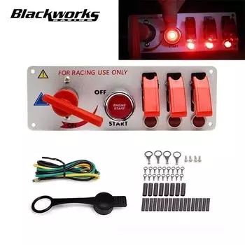 12 В Авто Светодиодная панель Гоночный автомобиль Зажигание Двигатель Запуск Вкл/Выкл Кнопочный тумблер Панель Гоночный тумблер зажигания красный