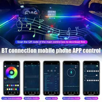 12 В Авто Универсальный RGB Атмосферный Светильник Dream Symphony Автомобильный Интерьерный Стример LED Управление через приложение 18 в 1 Полный Автомобильный Динамический Свет