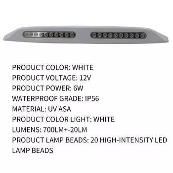 12 В автомобильные фары водонепроницаемые полосовые светильники 2024 светильники для чтения в сборе для автофургона, яхты, 20 шт., светодиодные шарики для тента, белый свет серебряный