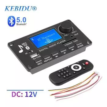 12 В Автомобильный Bluetooth 5.0 MP3-декодер Плата Автомобильное FM-радио поддерживает запись вызовов TF USB AUX Стерео музыкальный плеер Аудиоусилитель Цветной экран JQ-D006BT Small remote control