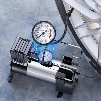 12 В автомобильный насос для шин, цилиндр, система питания, мини-воздушный компрессор, автоматический надувной насос, сверхмощный роскошный портативный металлический воздушный компрессор