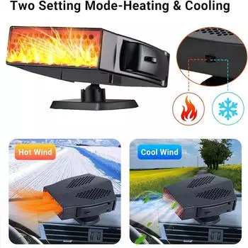 12 В автомобильный обогреватель, электрический обогреватель, вентилятор с вращающимся основанием на 360 градусов, портативная электрическая сушилка, устройство для устранения запотевания лобового стекла, демистер, дефростер чёрный