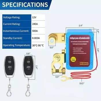 12 В автомобильный пульт дистанционного управления для отключения аккумулятора, дистанционное отключение аккумулятора, автоматический выключатель питания, пульт дистанционного управления для авто