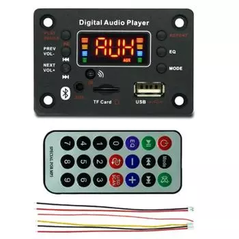 12 В беспроводной Bluetooth 5.0 Mp3 Wma декодер плата автомобильный аудио Usb Tf Fm радио модуль цветной экран Mp3-плеер с пультом дистанционного управления