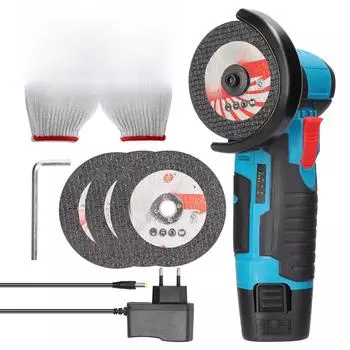 12 В бесщеточная мини-угловая шлифовальная машина с 4 пильными полотнами - перезаряжаемый литиевый электрический полировальный и режущий инструмент EU 1 Battery