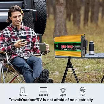 12 В до 220 В/110 В автомобильный инвертор ЖК-дисплей Интеллектуальный инвертор питания Светодиодный дисплей напряжения Автомобильный интеллектуальный инвертор для автофургона