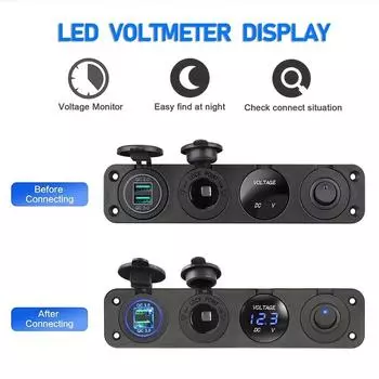 12 В гнездо прикуривателя 4 в 1 водонепроницаемая автомобильная двойная QC3.0 USB-розетка панель для автофургона морская лодка розетка зарядное устройство гнездо синий