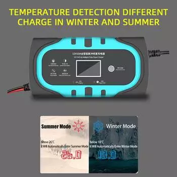 12 В интеллектуальное зарядное устройство для аккумулятора автомобиля и мотоцикла с защитой от перегрева и перезарядки, с ЖК-дисплеем, аксессуары для автомобильного зарядного устройства