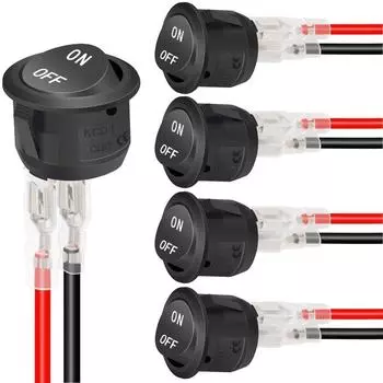 12 В круглый тумблер переменного тока 6 А/250 В 10 А/125 В SPST 2-контактный 2-позиционный тумблер включения/выключения для автомобиля, лодки, автофургона, черный 1PCS