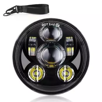 12 В мотоциклетная фара круглая светодиодная фара дальнего света, 2 режима освещения, подходит для 5,75 дюймов, чёрный