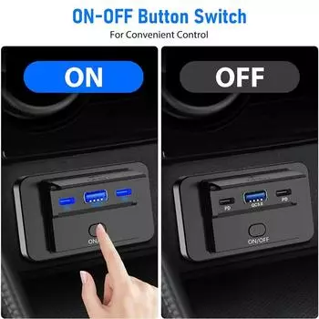 12 В настенное крепление для панели PD и двойное зарядное устройство QC 3.0 USB с кнопочным переключателем, розетка для автомобиля, автобуса, автофургона, грузовика, аксессуары