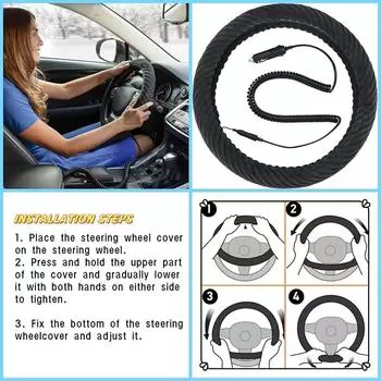12 В плюшевый чехол на руль с подогревом, теплый зимой, универсальный, подходит для защиты рулевого колеса, внешний для автомобилей, грузовиков, фургонов A