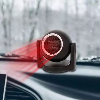 12 В портативный автомобильный обогреватель с вращением на 360 градусов, быстрый нагрев, автомобильный обогреватель для размораживания и устранения запотевания автомобиля зимой чёрный