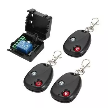 12 В постоянного тока, 1 канал, беспроводной пульт дистанционного управления, реле-приемник, передатчик, универсальный модуль дистанционного управления и радиочастотный передатчик, пульт дистанционного управления 1527 Pack of 1 чёрный