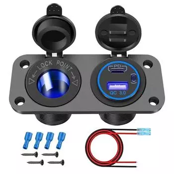 12 В розетка для быстрой зарядки PD QC3.0 USB зарядное устройство розетка с кнопочным переключателем для автомобиля, лодки, морской RV, тележки для гольфа красный