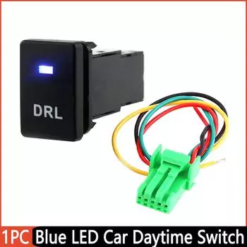 12 В синяя светодиодная автомобильная кнопка переключения дневных ходовых огней с кабелем 150 мм для Toyota Camry Yaris Highlander Prius Ralink Corolla Vios Reiz CHINA