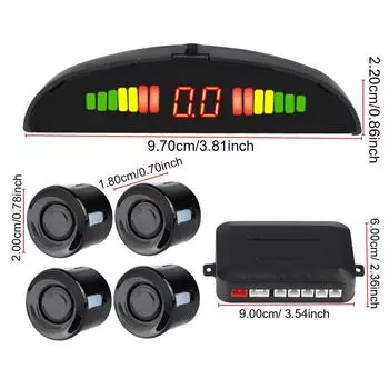 12 В система определения расстояния для автомобиля, комплект датчиков парковки, монитор расстояния 2,5 м, ЖК-дисплей, радар заднего хода, 4 датчика, зуммер чёрный