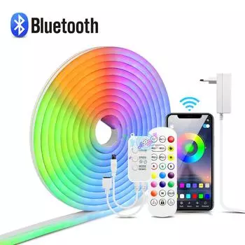 12 В сказочная светодиодная лента с дистанционным управлением Bluetooth 1-5 м RGB неоновая лампа для декоративного освещения Ambilight с адаптером ЕС или США 1M-EU Plug