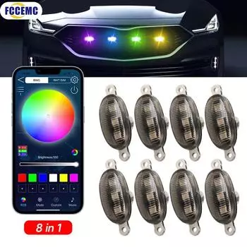 12 В светодиодная подсветка передней решетки автомобиля с управлением через приложение RGB светодиодная сетка решетка декоративная сигнальная лампа для модификации внедорожников Jeep